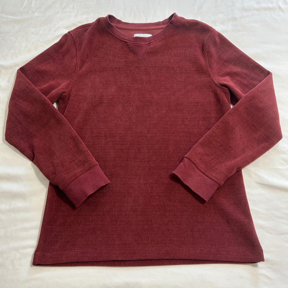 Goodfellow & Co Mens Small Burgundy Ribbed Corduroy Texture Long Sleeve Shirt